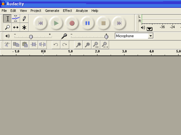 This is what you see when you first open Audacity
